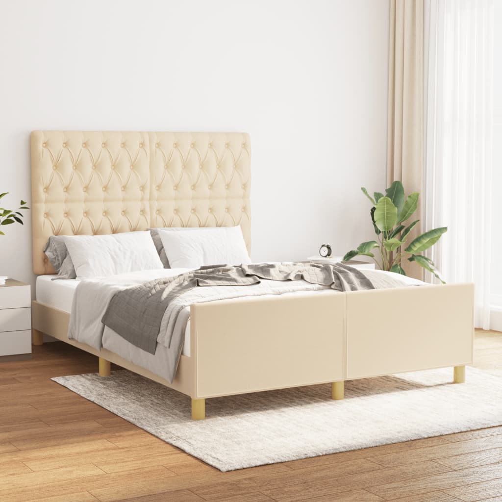 sengeramme uden madras 140x190 cm stof cremefarvet