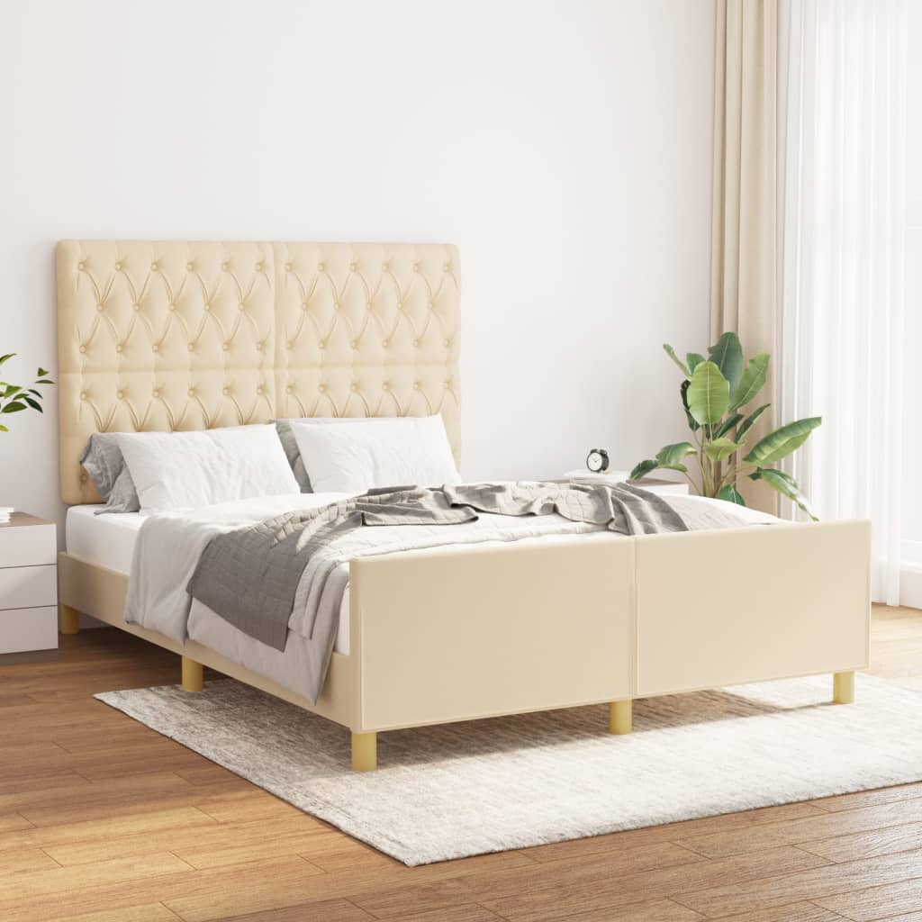 sengeramme uden madras 140x200 cm stof cremefarvet