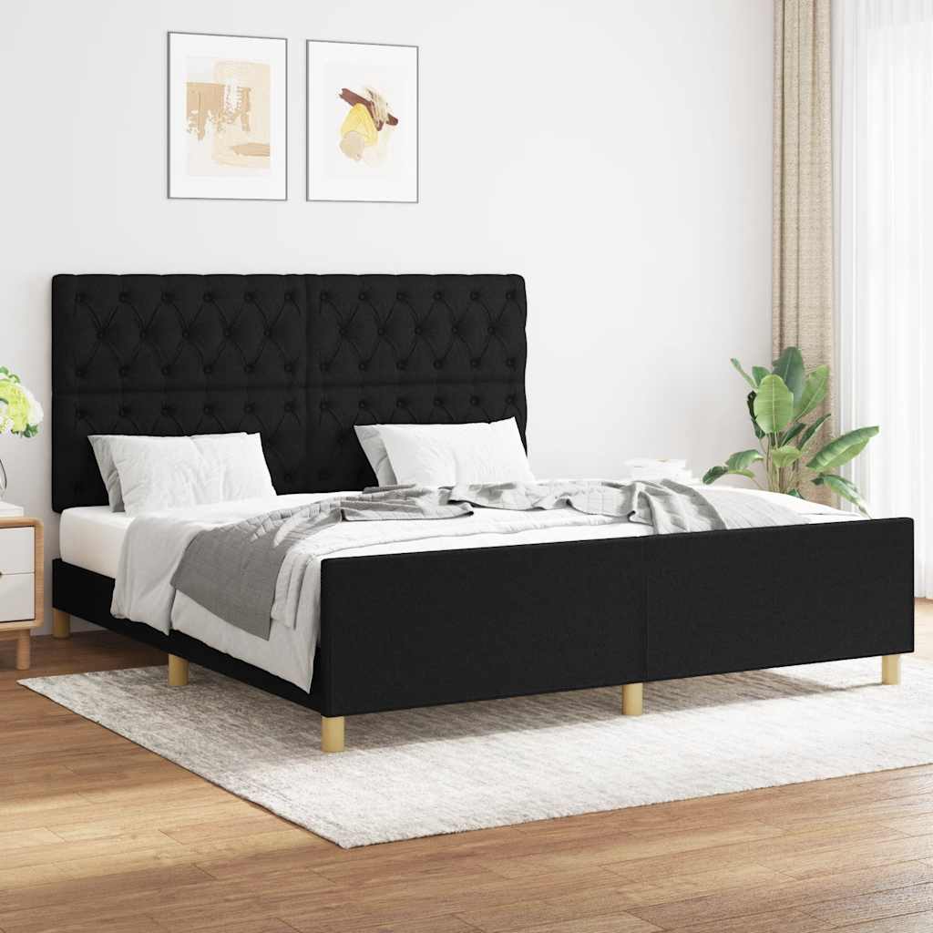sengeramme uden madras 160x200 cm stof sort