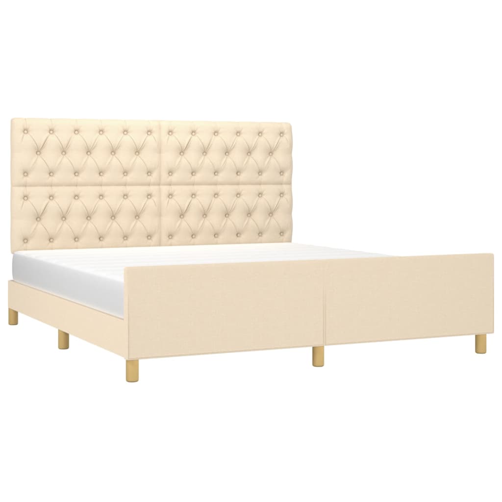 sengeramme uden madras 160x200 cm stof cremefarvet