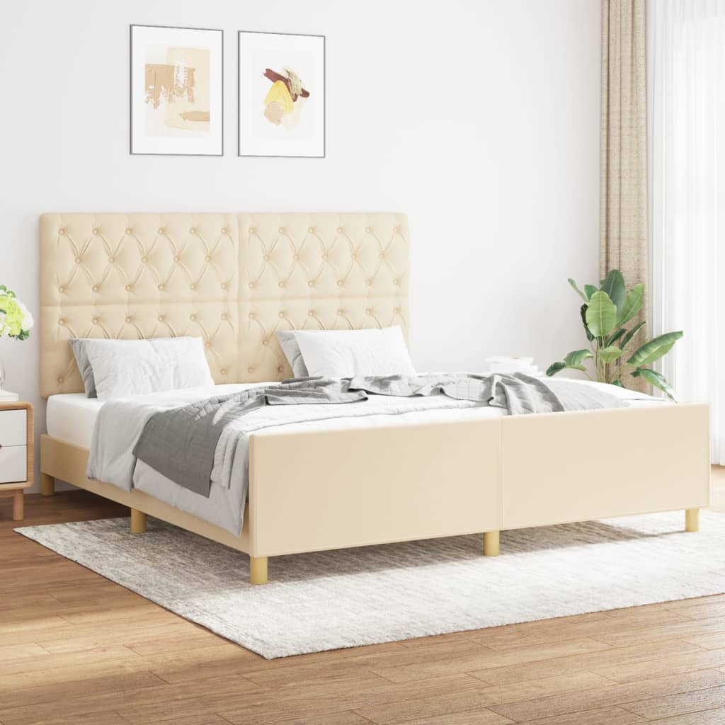 sengeramme uden madras 160x200 cm stof cremefarvet