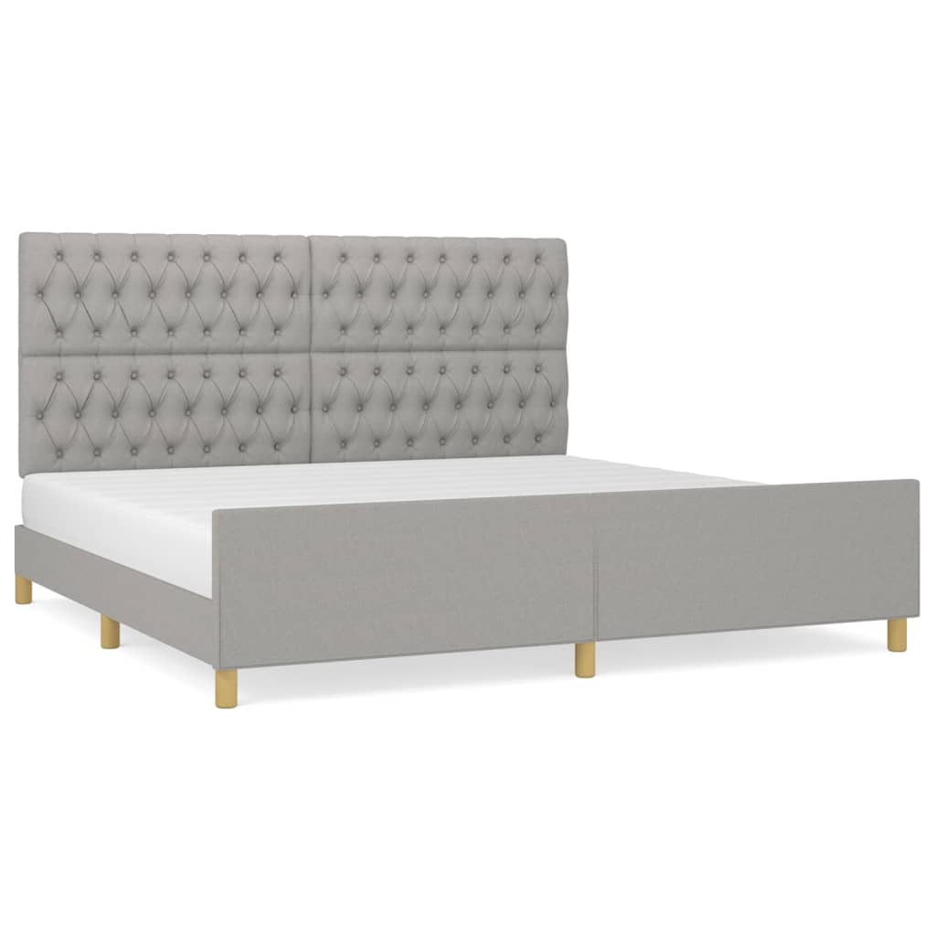 sengeramme med sengegavl 200x200 cm stof lysegrå
