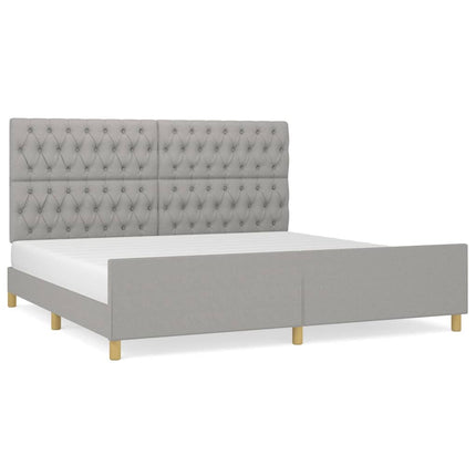 sengeramme med sengegavl 200x200 cm stof lysegrå