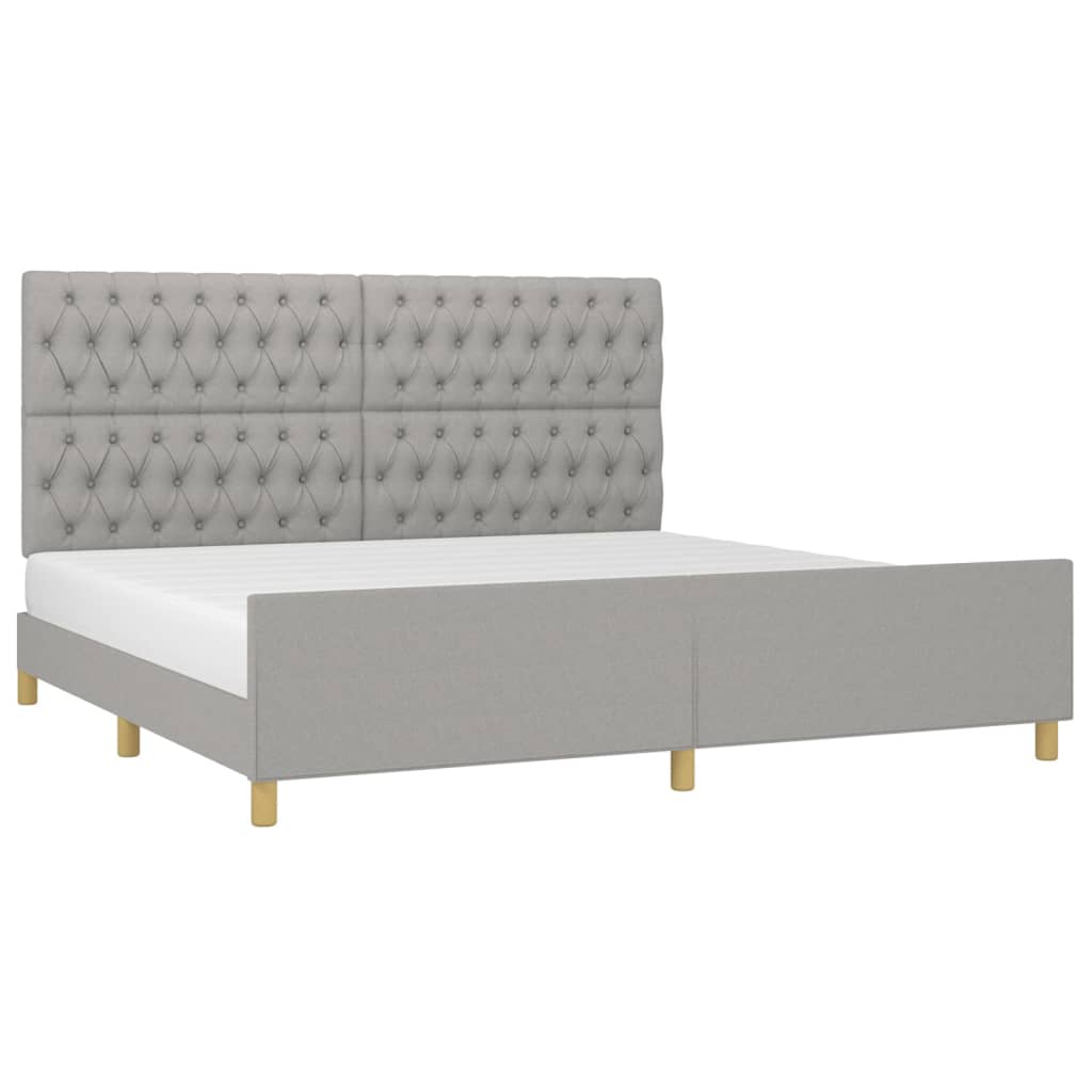 sengeramme med sengegavl 200x200 cm stof lysegrå
