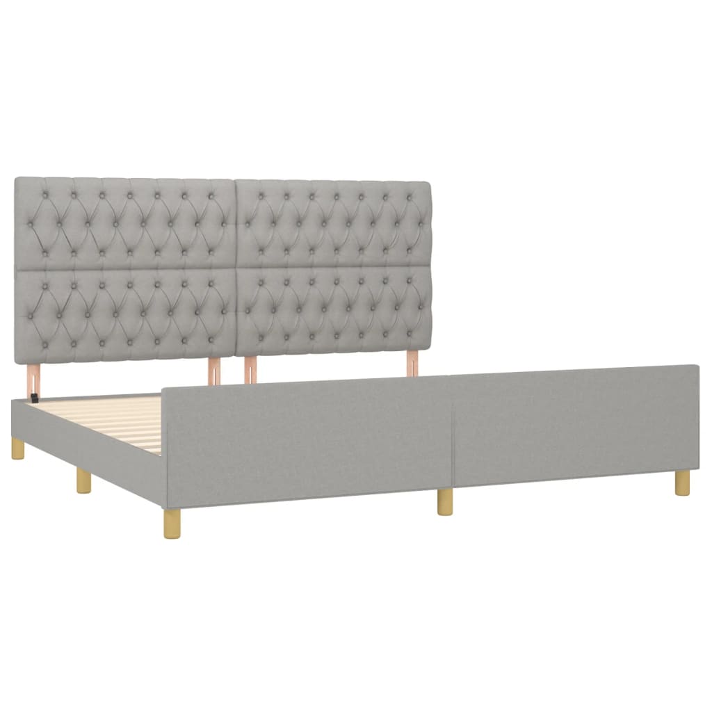 sengeramme med sengegavl 200x200 cm stof lysegrå