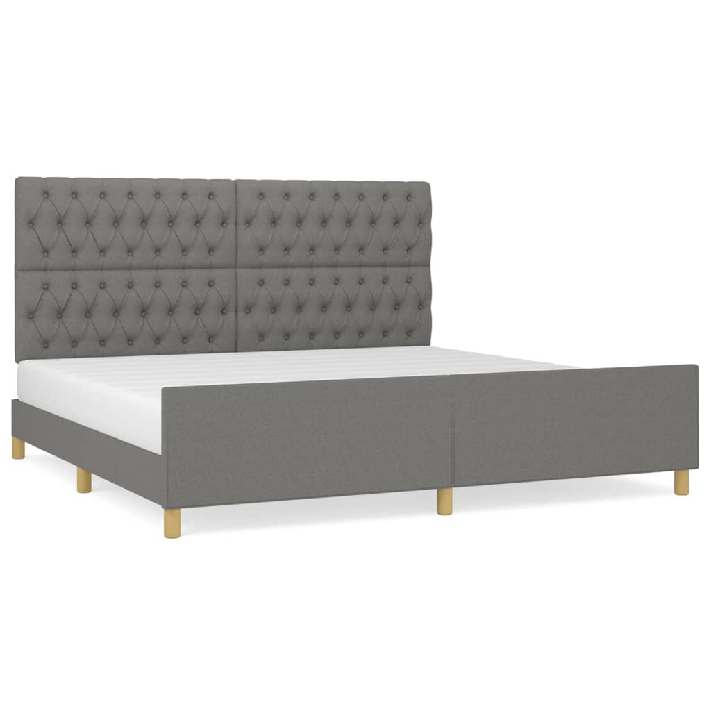 sengeramme med sengegavl 200x200 cm stof mørkegrå
