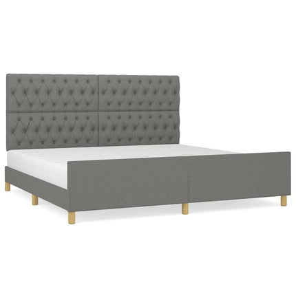 sengeramme med sengegavl 200x200 cm stof mørkegrå