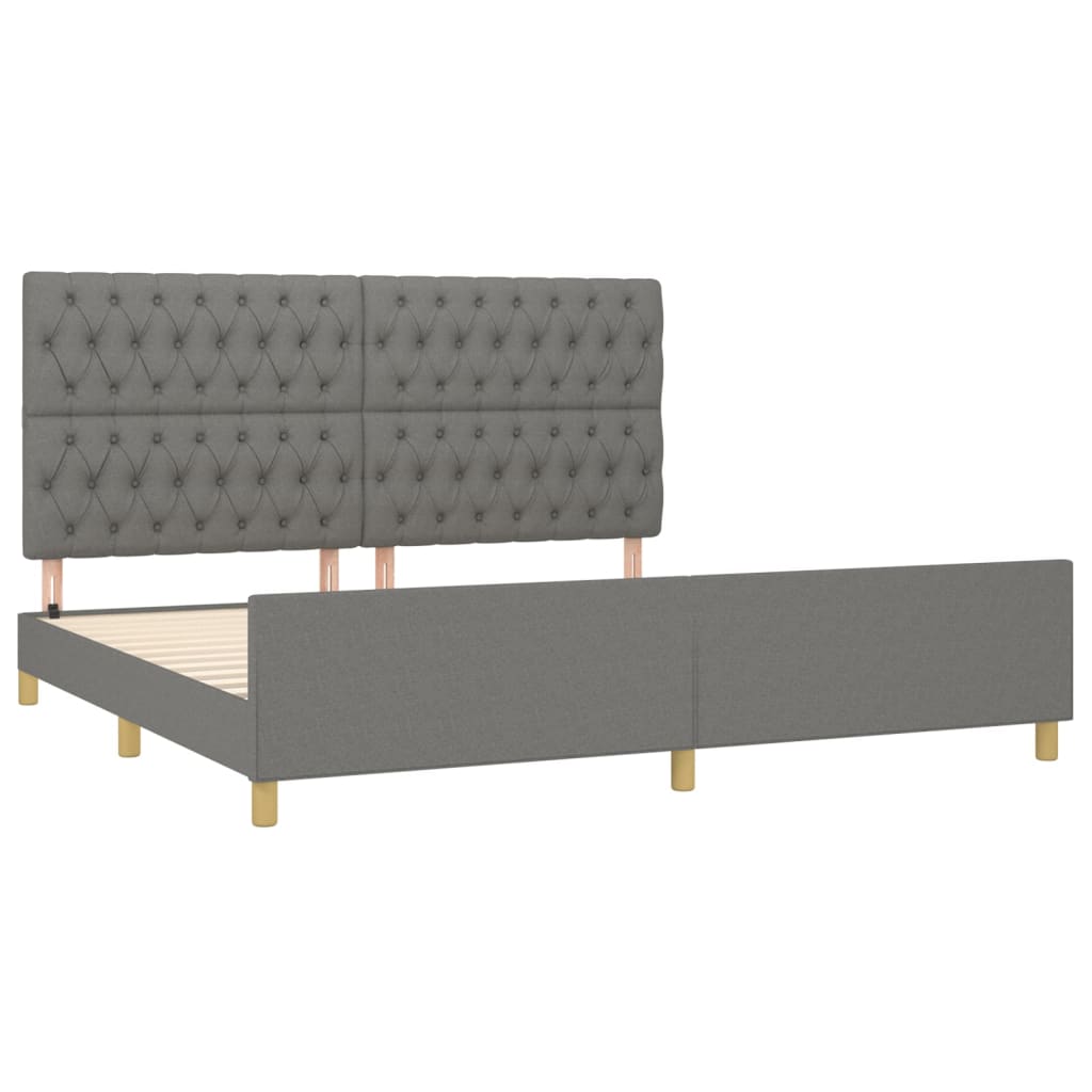 sengeramme med sengegavl 200x200 cm stof mørkegrå