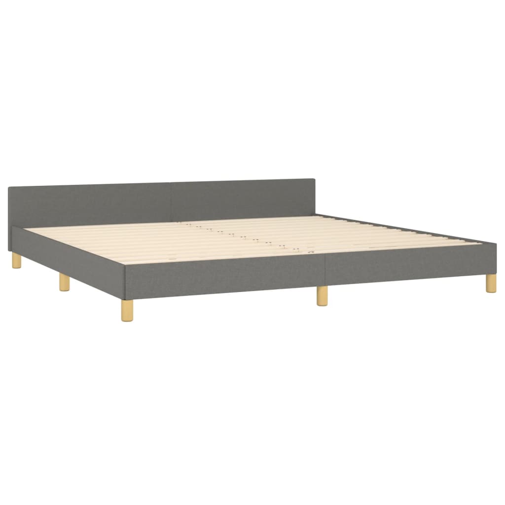 sengeramme med sengegavl 200x200 cm stof mørkegrå