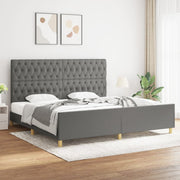 sengeramme med sengegavl 200x200 cm stof mørkegrå