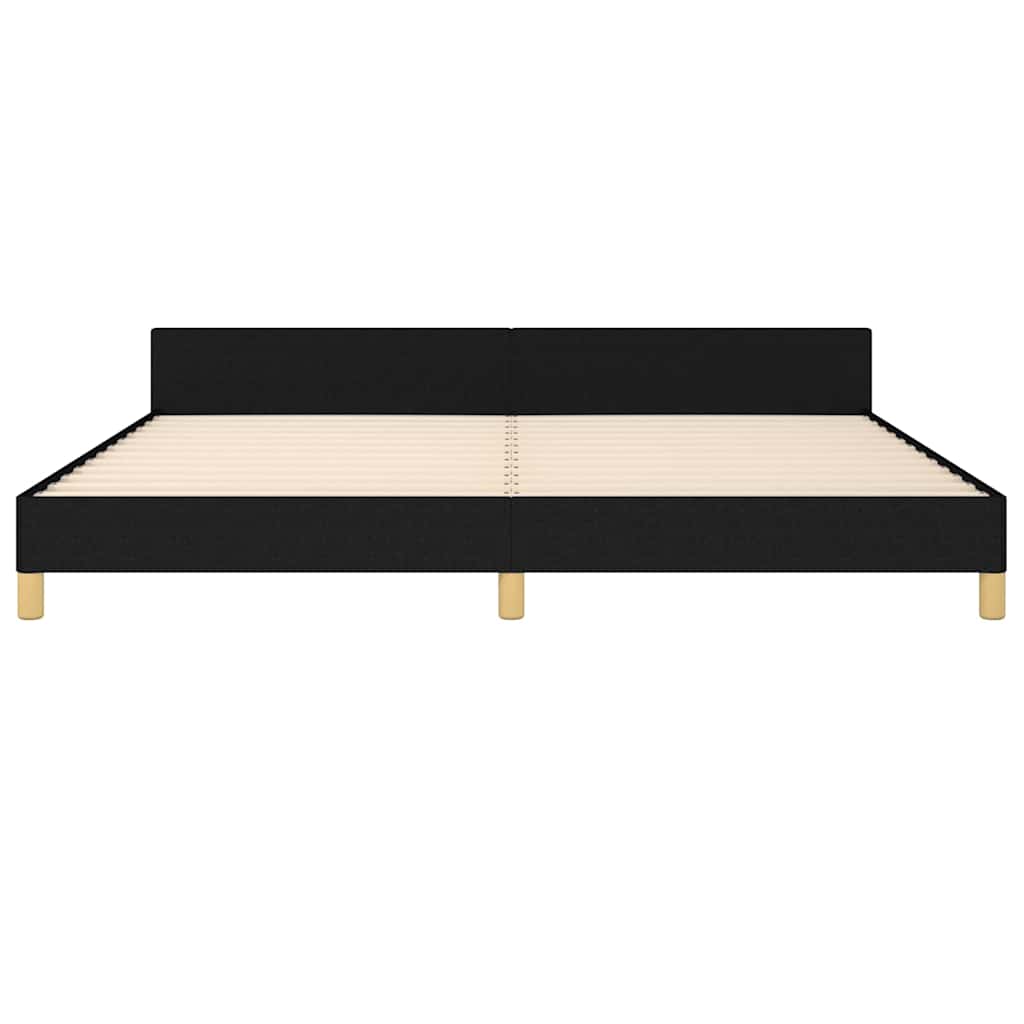 sengeramme med sengegavl 200x200 cm stof sort