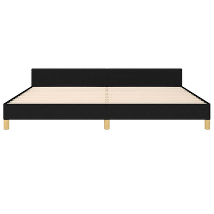 sengeramme med sengegavl 200x200 cm stof sort