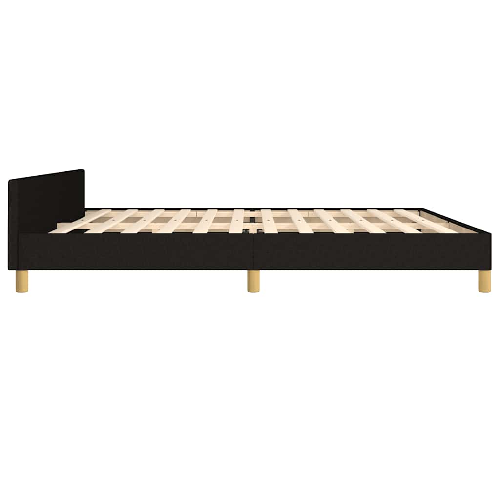 sengeramme med sengegavl 200x200 cm stof sort