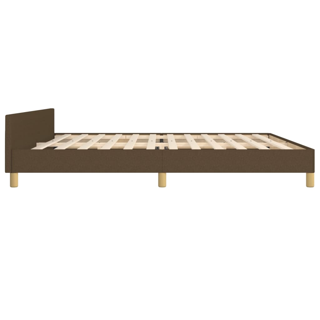 sengeramme med sengegavl 200x200 cm stof mørkebrun