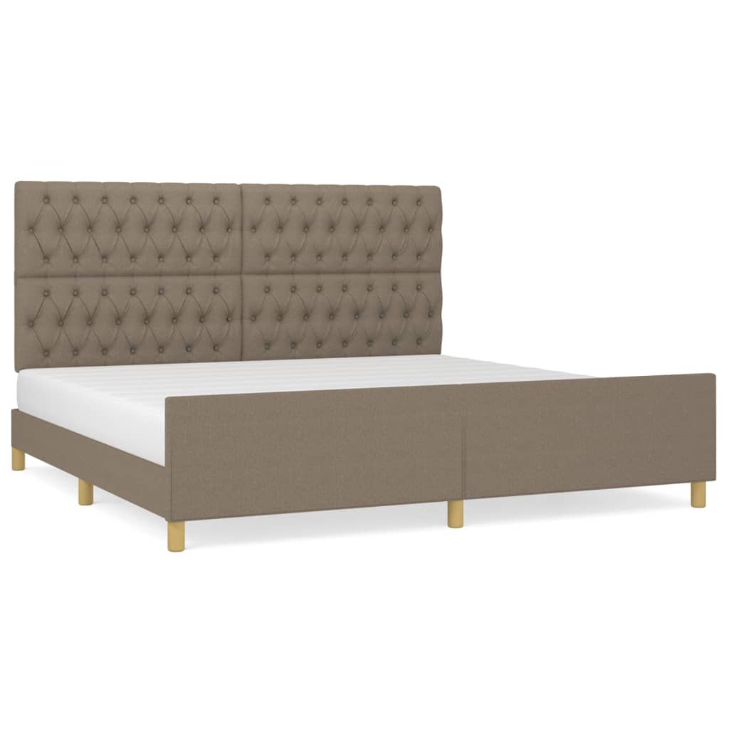 sengeramme med sengegavl 200x200 cm stof gråbrun