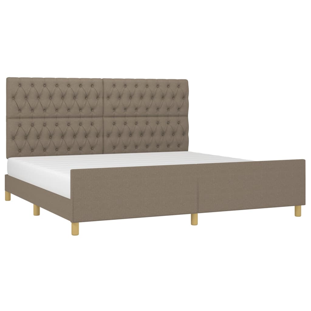 sengeramme med sengegavl 200x200 cm stof gråbrun