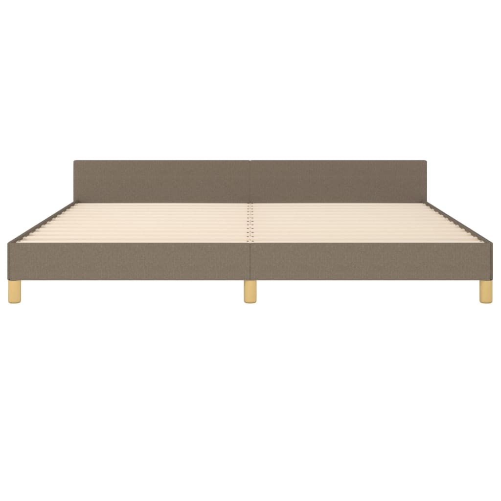 sengeramme med sengegavl 200x200 cm stof gråbrun