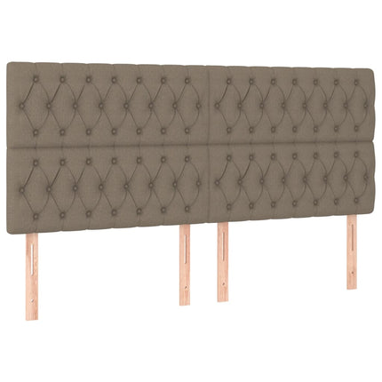sengeramme med sengegavl 200x200 cm stof gråbrun
