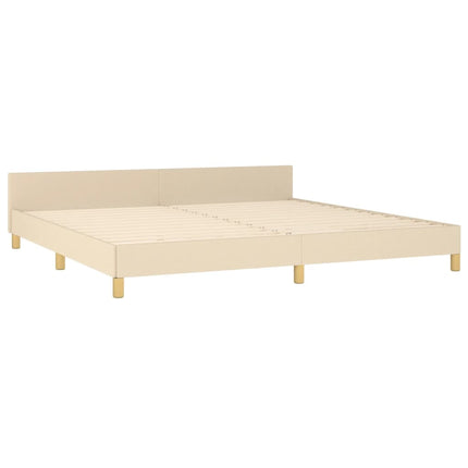 sengeramme med sengegavl 200x200 cm stof cremefarvet