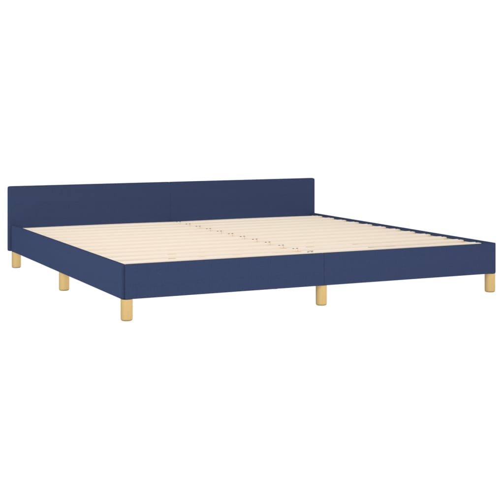 sengeramme med sengegavl 200x200 cm stof blå