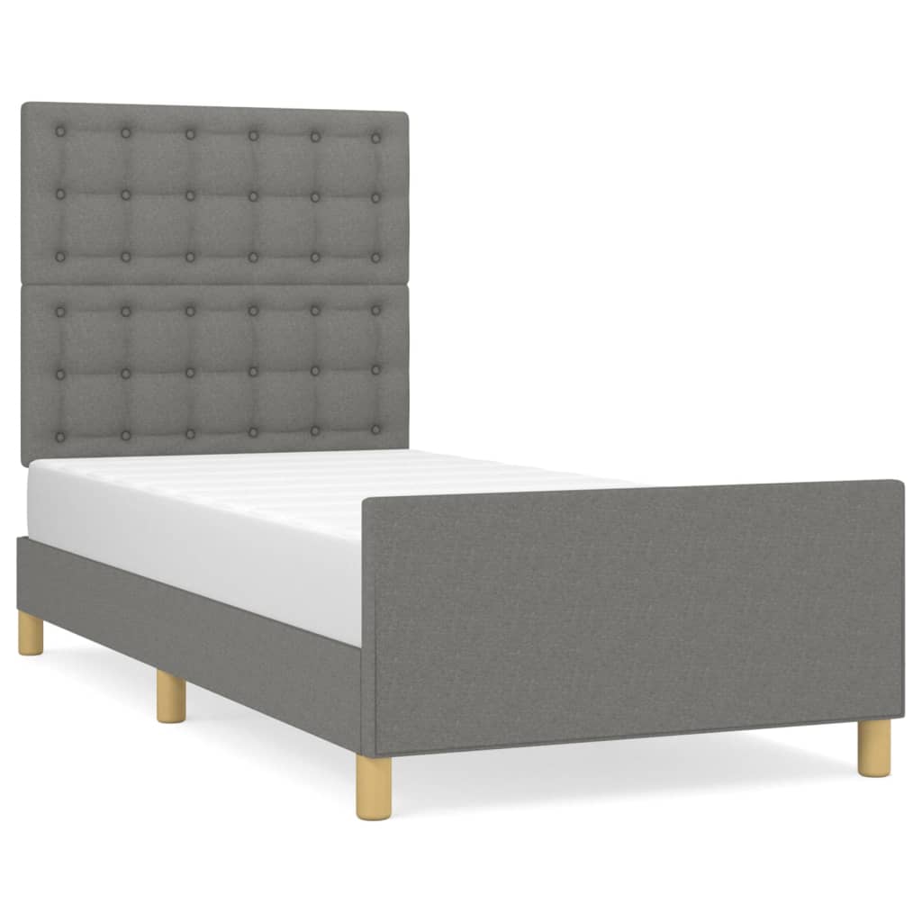 sengeramme med sengegavl 80x200cm stof mørkegrå