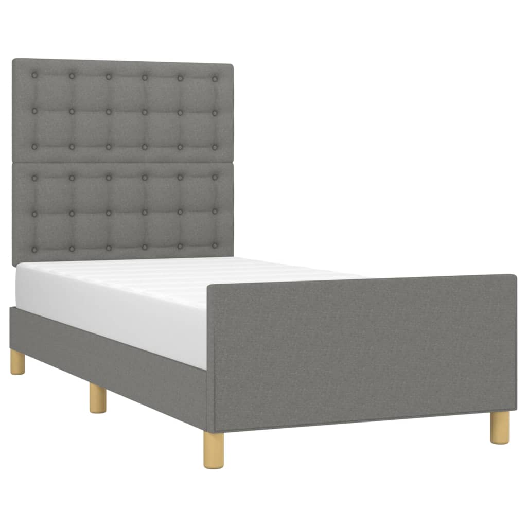 sengeramme med sengegavl 80x200cm stof mørkegrå