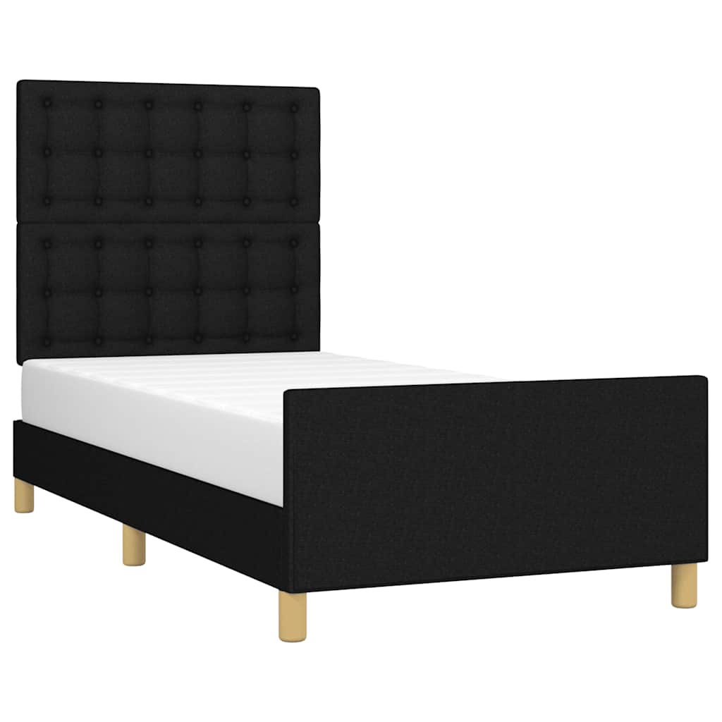 sengeramme med sengegavl 80x200 cm stof sort