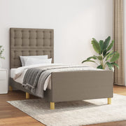 sengeramme med sengegavl 80x200 cm stof gråbrun