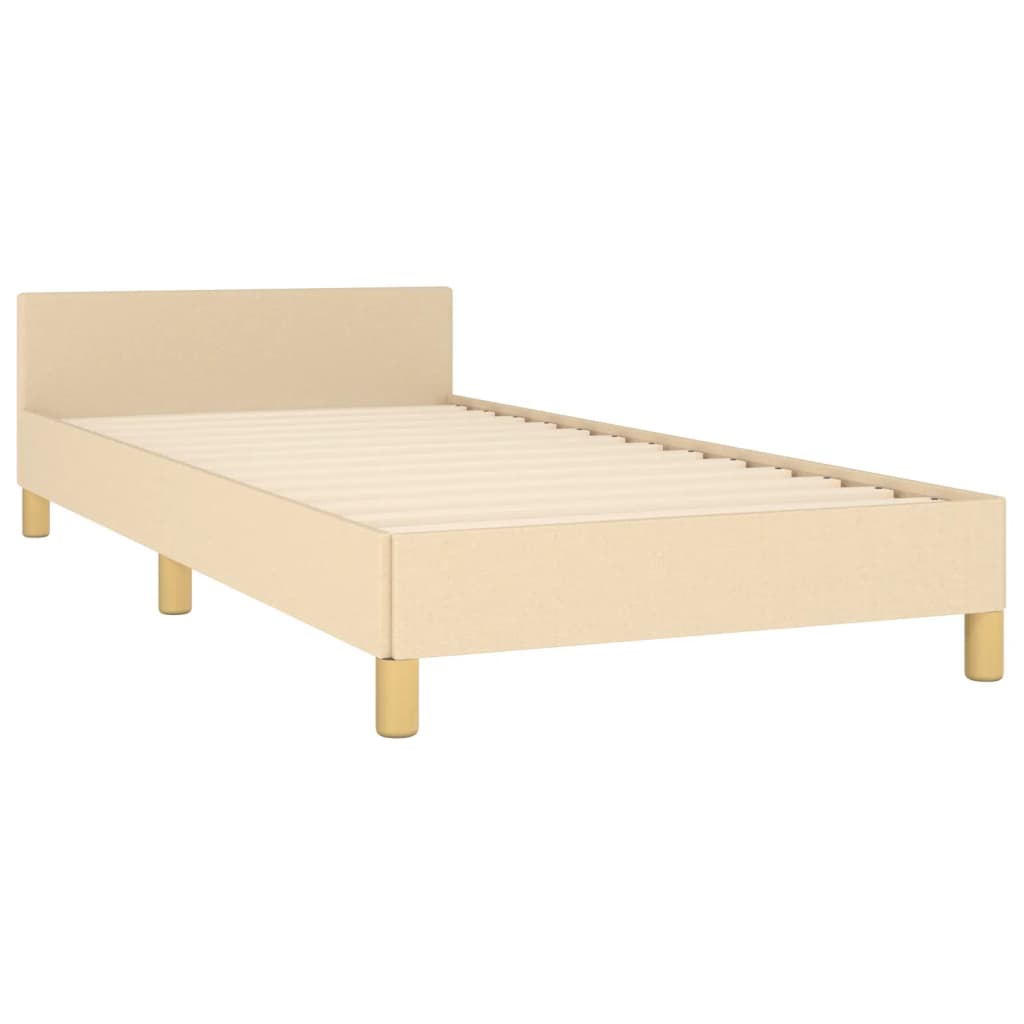 sengeramme med sengegavl 80x200 cm stof cremefarvet