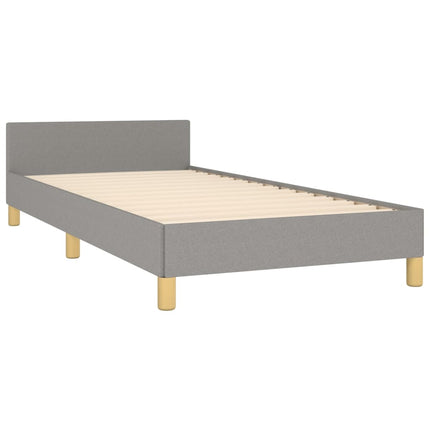 sengeramme med sengegavl 90x190 cm stof lysegrå
