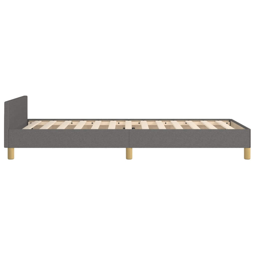 sengeramme med sengegavl 90x190 cm stof mørkegrå