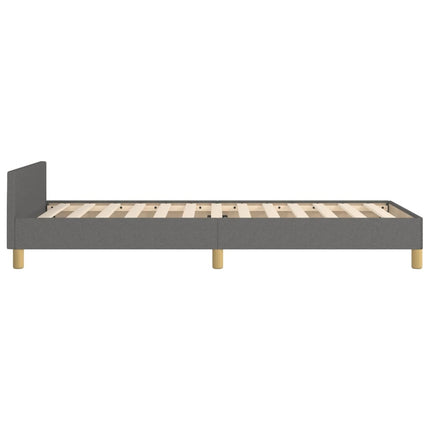 sengeramme med sengegavl 90x190 cm stof mørkegrå