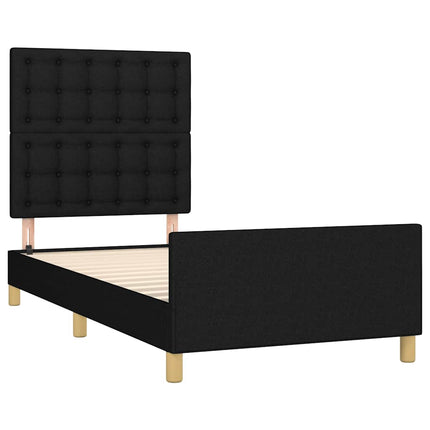 sengeramme med sengegavl 90x190 cm stof sort
