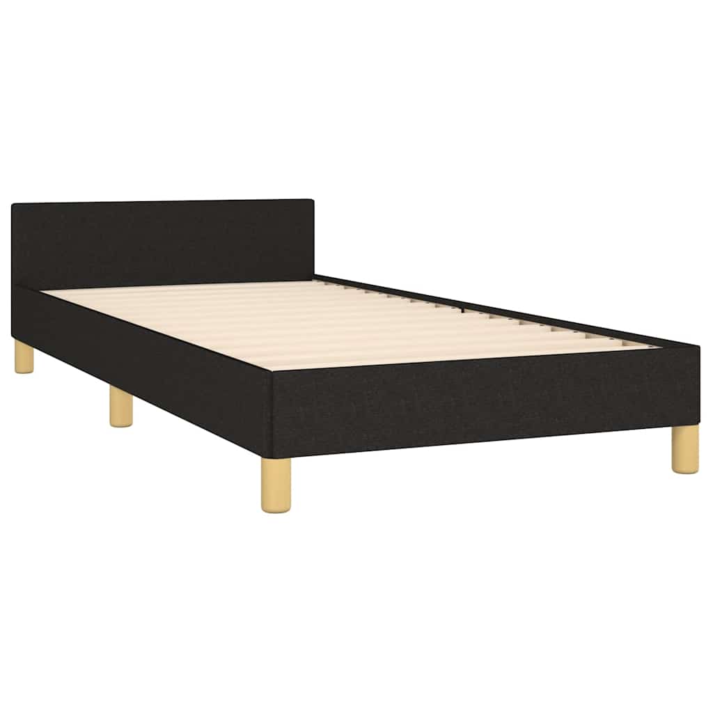 sengeramme med sengegavl 90x190 cm stof sort