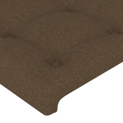 sengeramme med sengegavl 90x190 cm stof mørkebrun