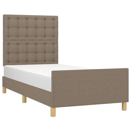 sengeramme med sengegavl 90x190 cm stof gråbrun