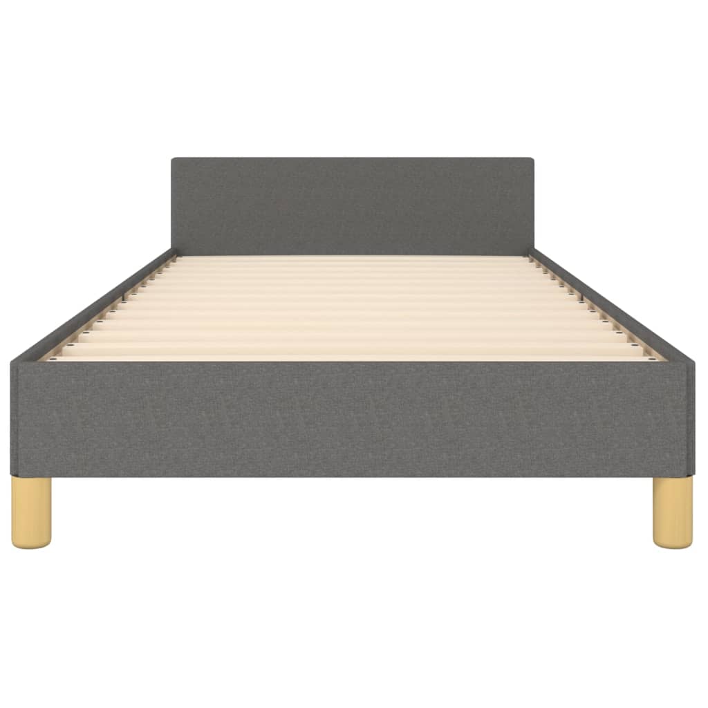sengeramme med sengegavl 90x200 cm stof mørkegrå