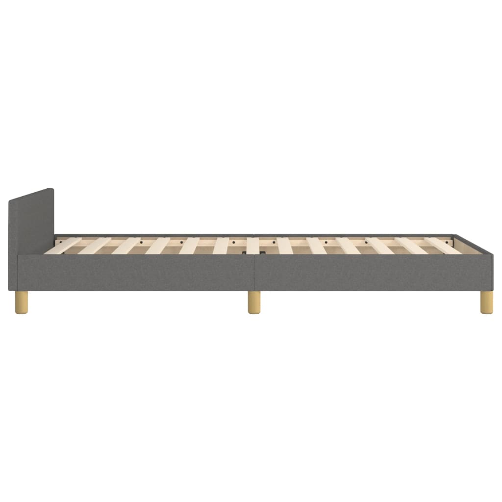 sengeramme med sengegavl 90x200 cm stof mørkegrå