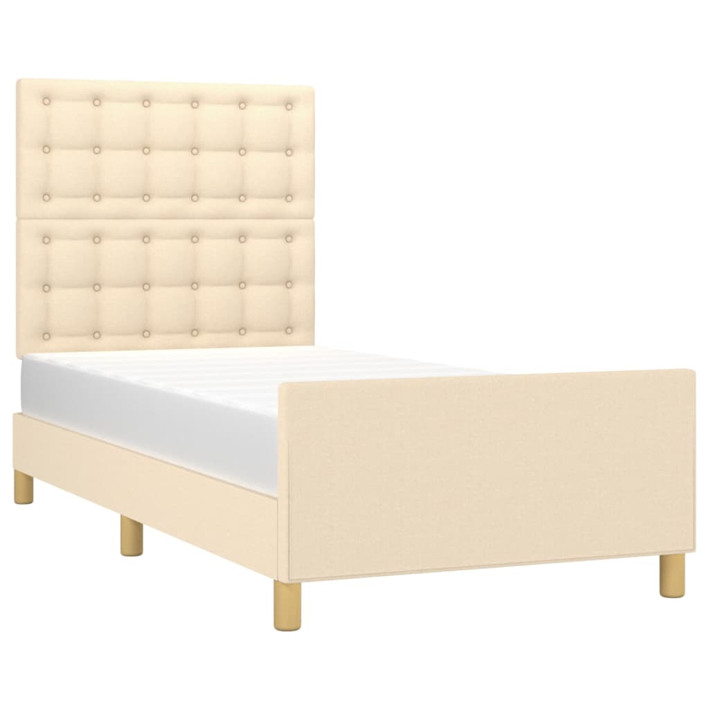 sengeramme uden madras 90x200 cm stof cremefarvet