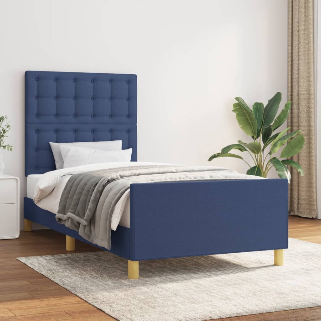 sengeramme uden madras 100x200 cm stof blå