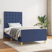 sengeramme uden madras 100x200 cm stof blå