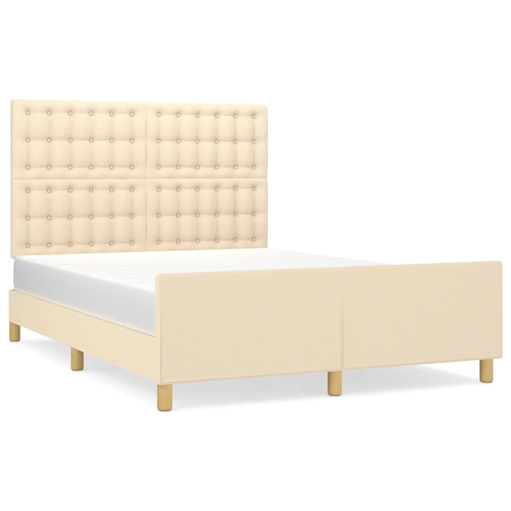 sengeramme uden madras 140x190 cm stof cremefarvet