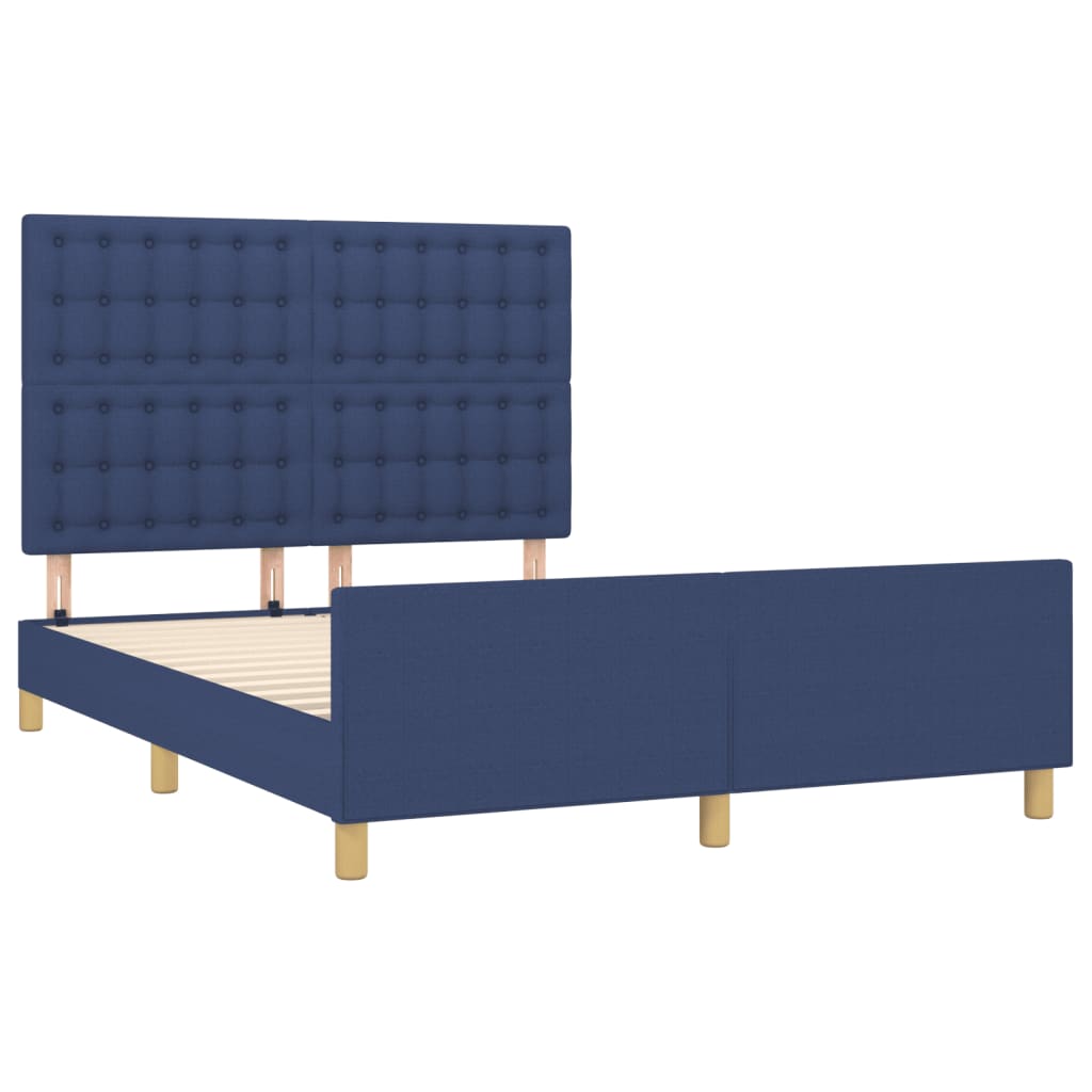 sengeramme uden madras 140x190 cm stof blå