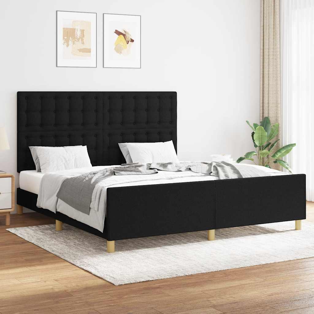 sengeramme uden madras 160x200 cm stof sort