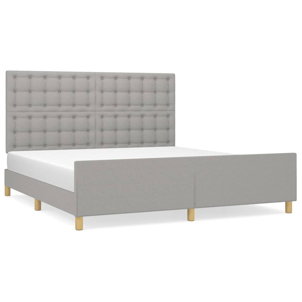 sengeramme med sengegavl 180x200 cm stof lysegrå