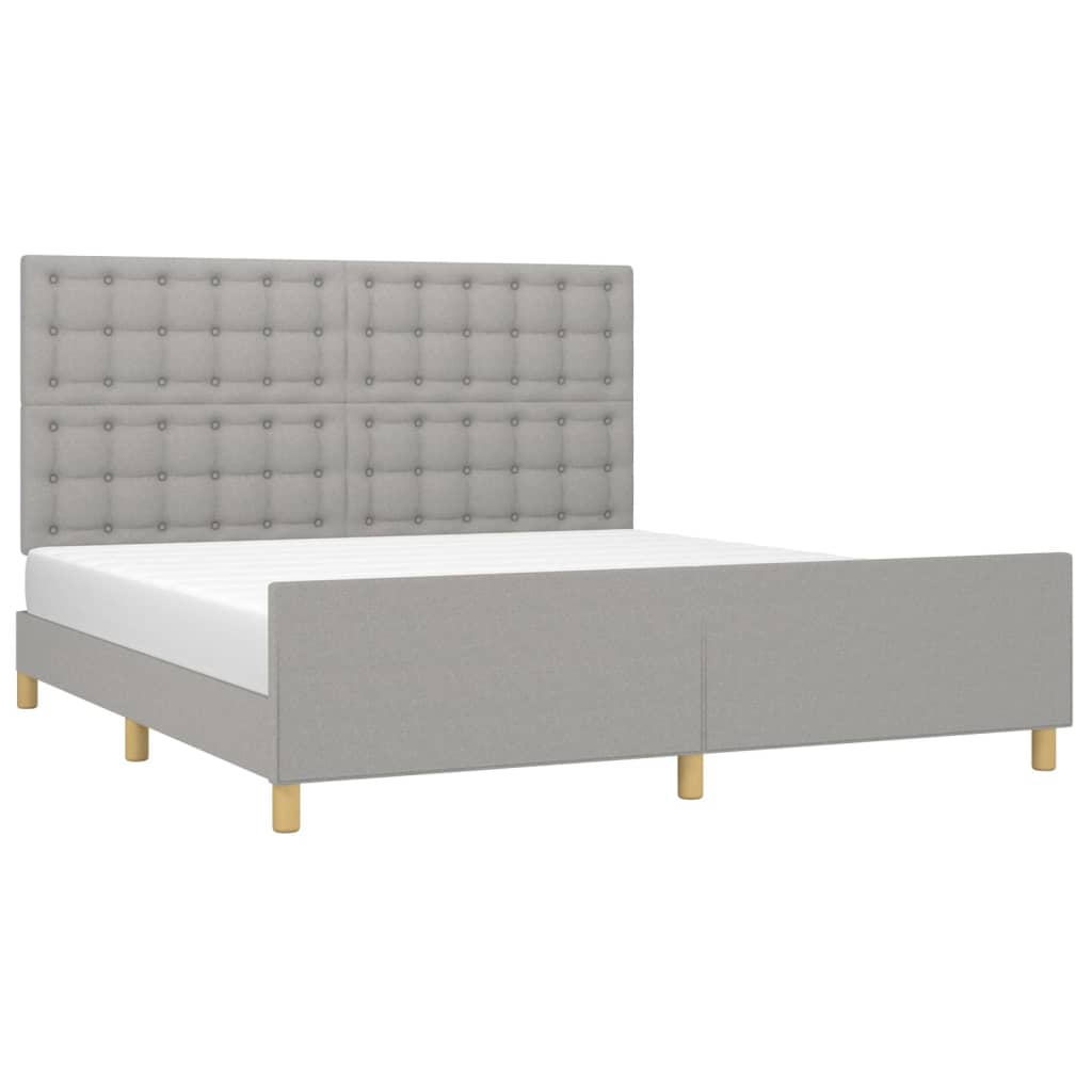 sengeramme med sengegavl 180x200 cm stof lysegrå