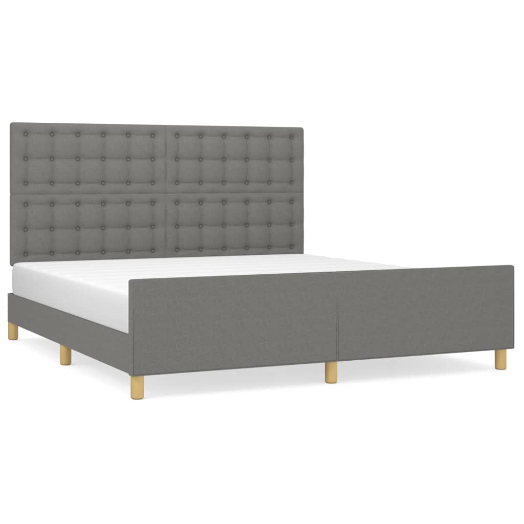 sengeramme med sengegavl 180x200 cm stof mørkegrå