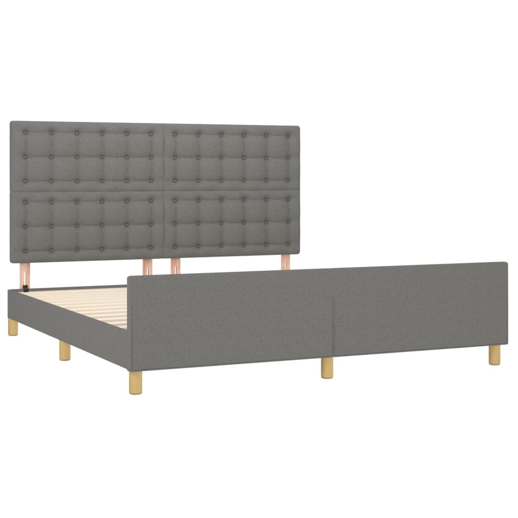 sengeramme med sengegavl 180x200 cm stof mørkegrå