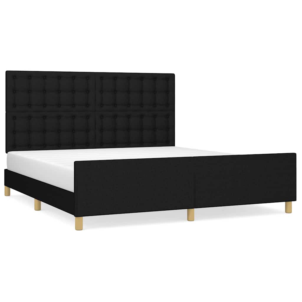 sengeramme med sengegavl 180x200 cm stof sort