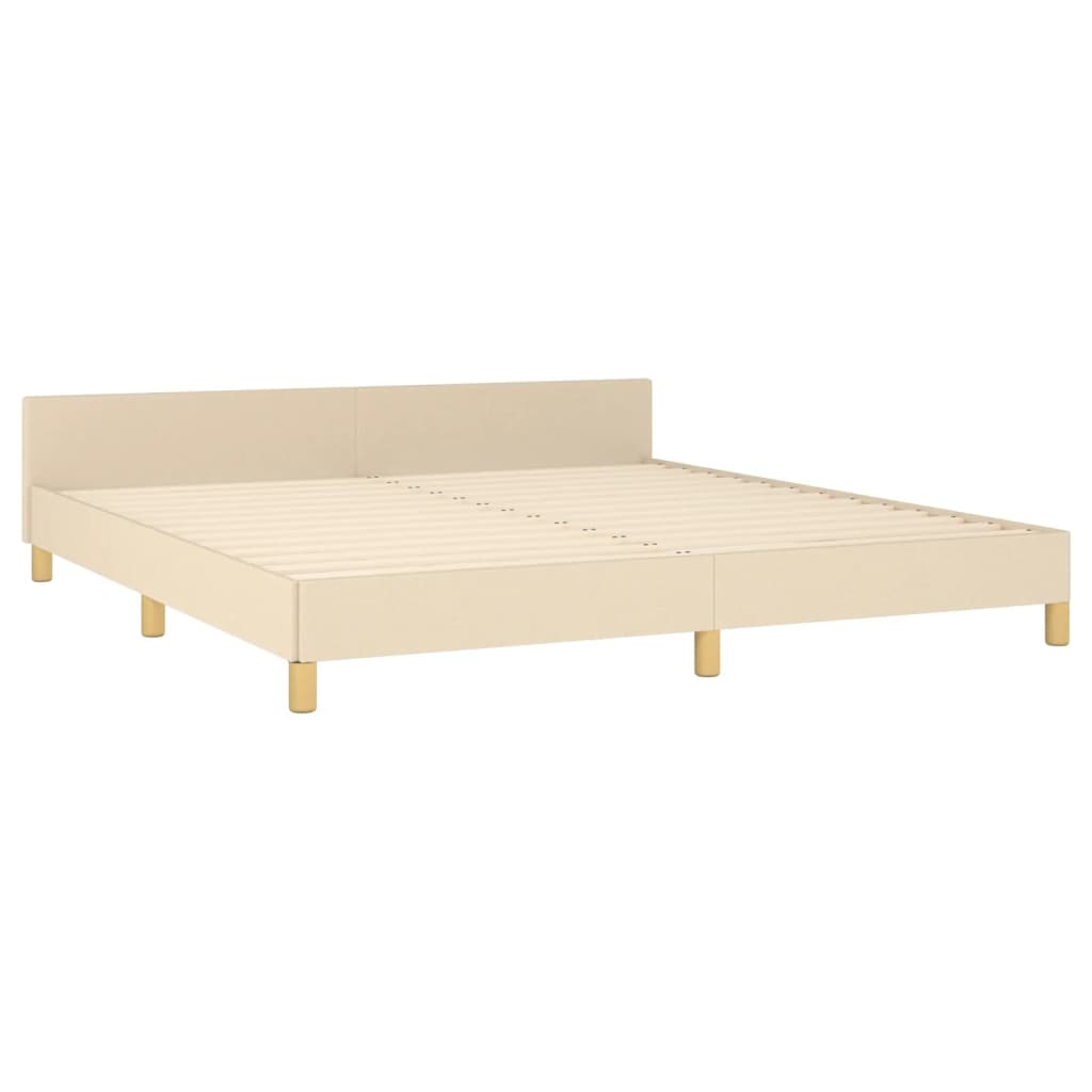 sengeramme med sengegavl 180x200 cm stof cremefarvet